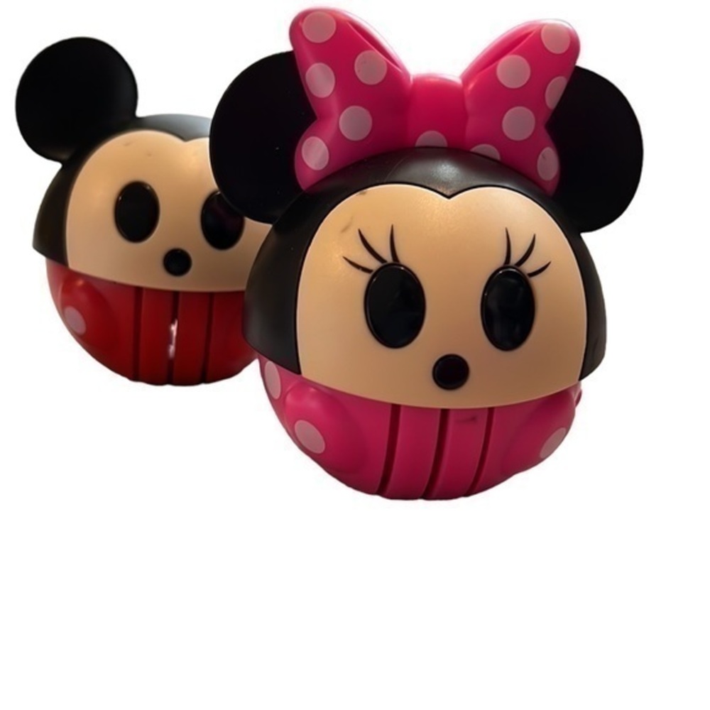Disney Mickey and Minnie Mouse bobble toys that roll